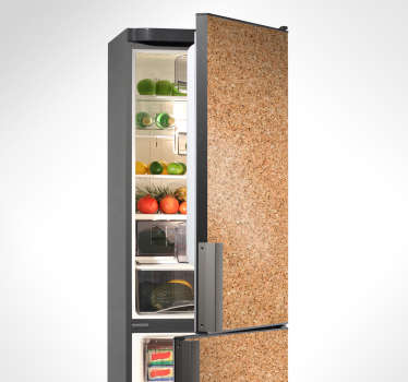 Papel pintado efecto corcho nevera