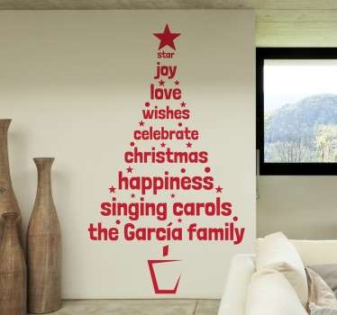 Vinilo personalizable textos árbol navidad