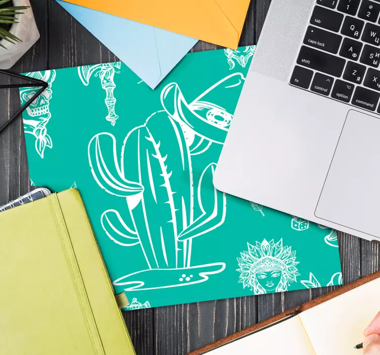 Alfombrilla ratón cowboy cactus y sombrero - TenVinilo