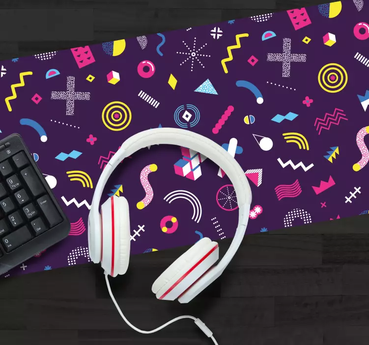 Alfombrilla gaming xxl Patrón de juego de memphis - TenVinilo