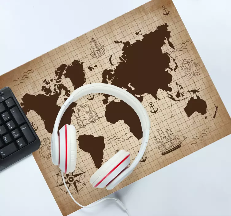 Alfombrilla ratón mapamundi Mapa antiguo del mundo - TenVinilo