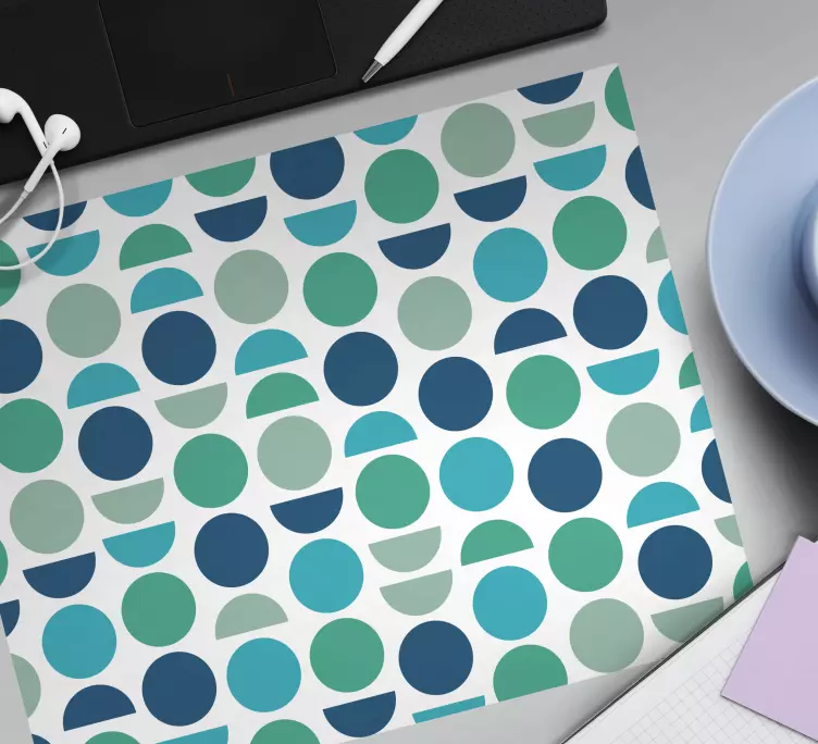Alfombrilla de ratón texturas Círculos azules y verdes de los 70 - TenVinilo