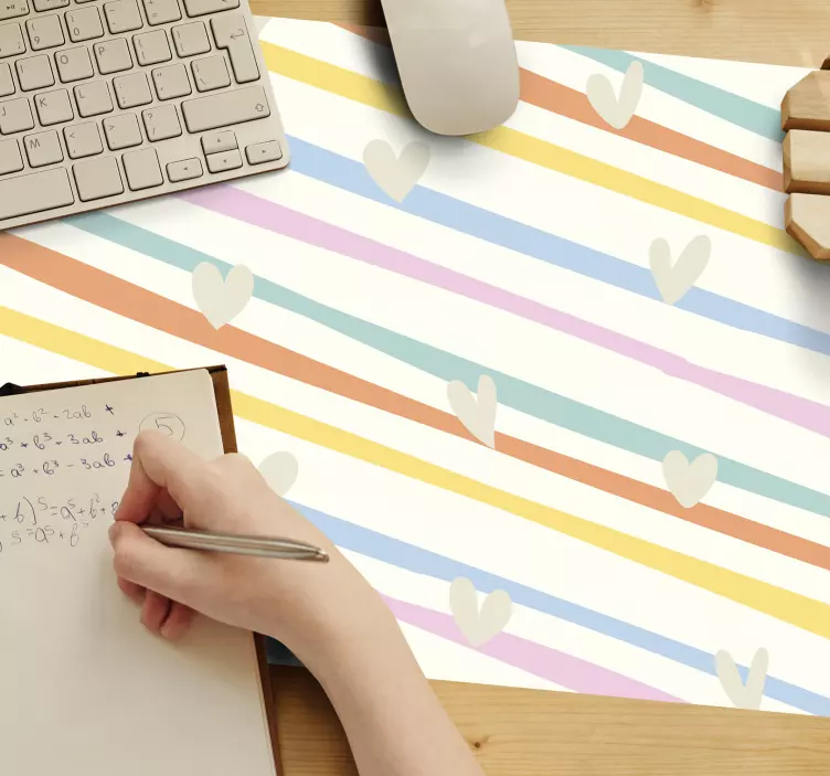 Alfombrilla de ratón texturas Rayas con corazones - TenVinilo
