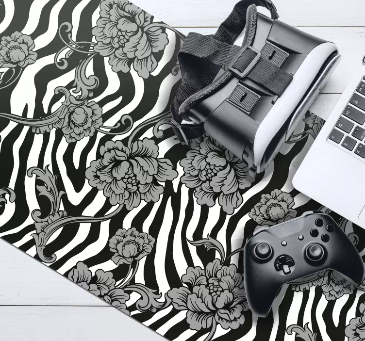 Alfombrilla ratón estampado de cebra floral - TenVinilo