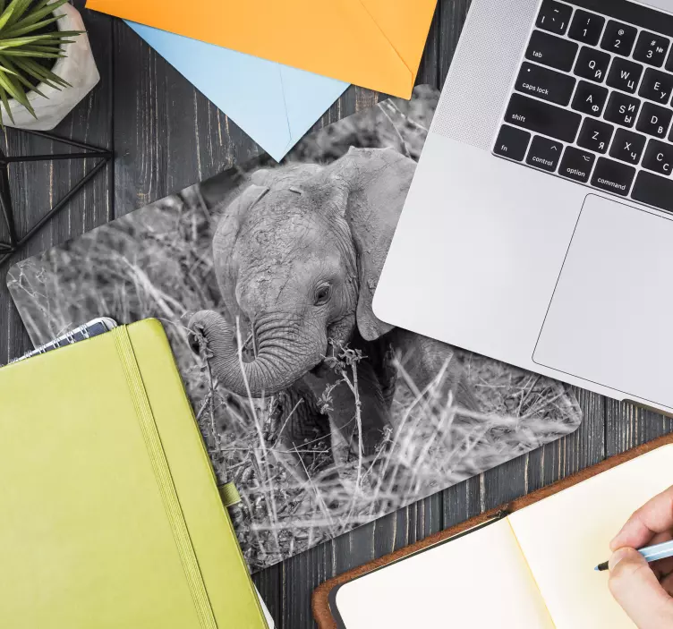 Alfombrilla raton original Elefante blanco y negro - TenVinilo