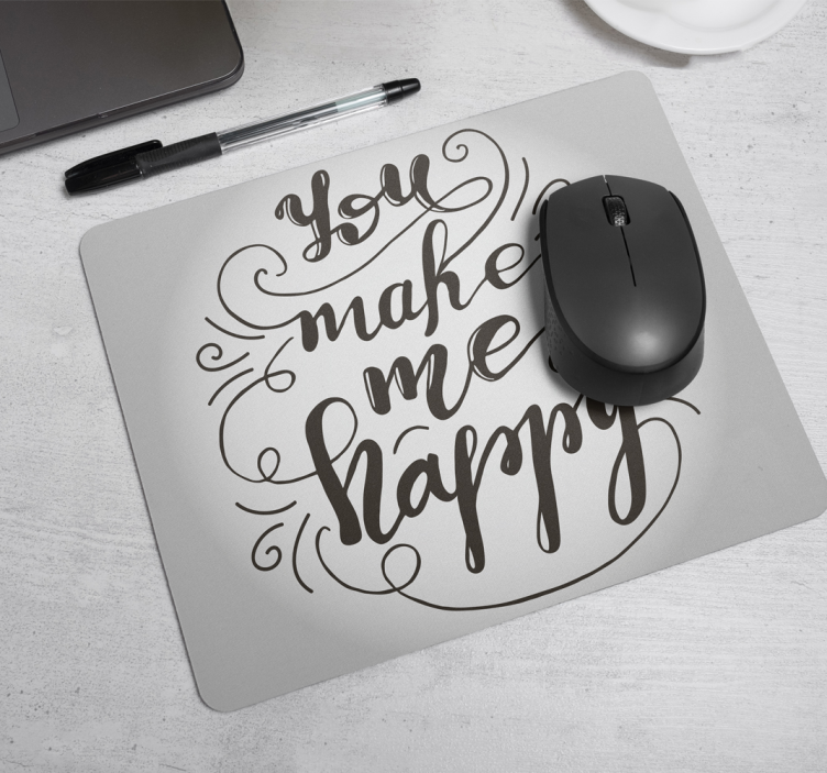 Mouse pad frases me haces feliz - TenVinilo