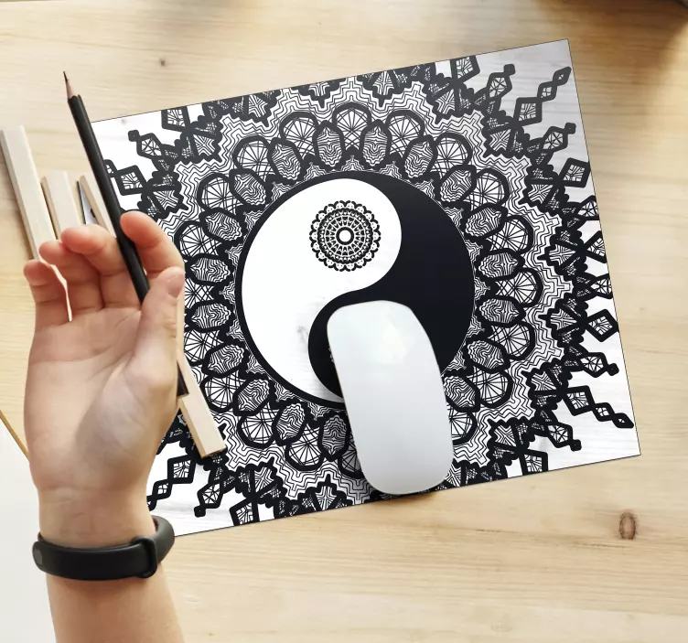 Mouse pad textura obra de arte de mandala yin yang - TenVinilo
