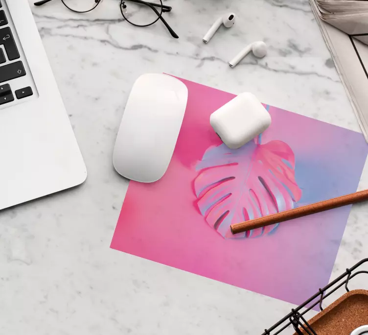 Rosa hoja azul monstera más alfombrillas de ratón - TenVinilo