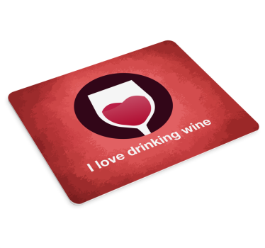 Mouse pad frases vaso de vino símbolo corazón - TenVinilo