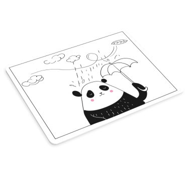 Mouse pad original panda juguetón con paraguas - TenVinilo