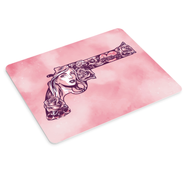 Alfombrillas de raton originales Tatuaje de revólver rosa - TenVinilo