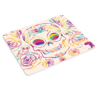 Mouse pad original calavera floral colorida - TenVinilo