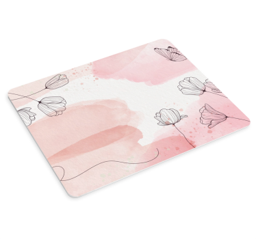 Alfombrillas de ratón originales Flores sobre fondo rosa pastel - TenVinilo