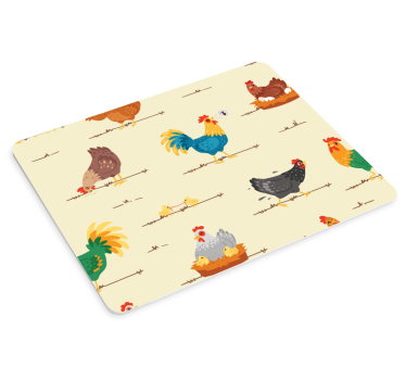 Mouse pad original impresiones de gallinas coloridas - TenVinilo