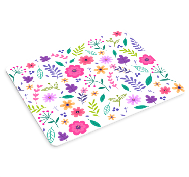 Alfombrillas de ratón originales Flores de colores con fondo blan - TenVinilo