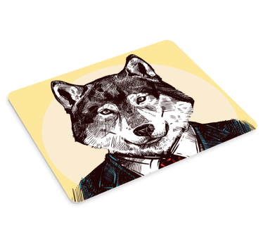 Mouse pad original retrato de lobo elegante - TenVinilo