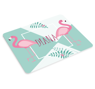 Alfombrilla para ratón personalizable Lindos flamencos con hojas - TenVinilo