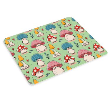 Mouse pad textura personajes de hongos juguetones - TenVinilo