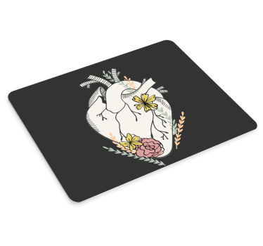 Mouse pad original corazón anatómico floral - TenVinilo