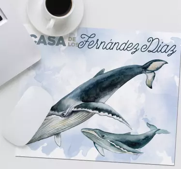 Alfombrilla de ratón familia ballenas personalizable - TenVinilo