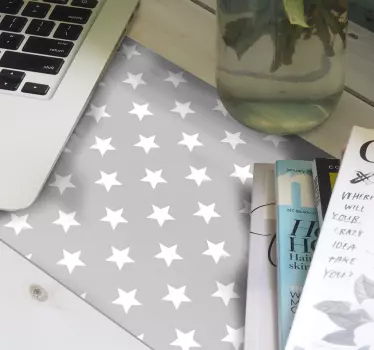 Alfombrilla para raton patrones Estrellas blancas y fondo gris - TenVinilo