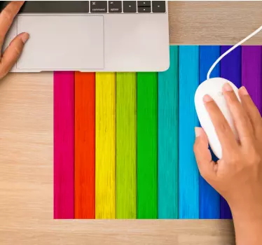 Alfombrilla para ratón patrones Fondo de madera arcoiris realista - TenVinilo