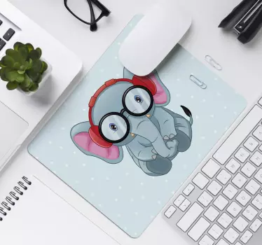 Alfombrillas de raton originales Elefante con gafas y auriculares - TenVinilo