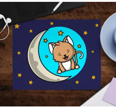 Alfombrillas de ratón originales Precioso gato en la luna - TenVinilo
