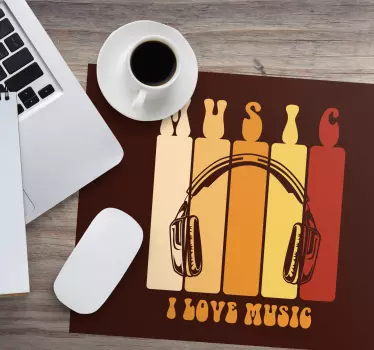 Mouse pad frases diseño de auriculares musicales - TenVinilo