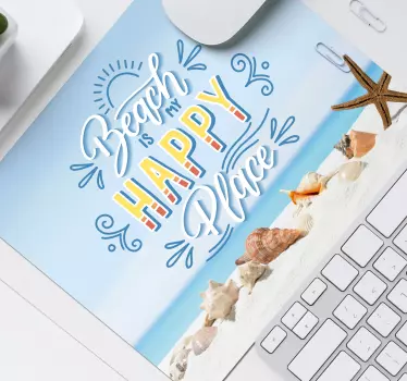 Mouse pad frases playa y felicidad - TenVinilo