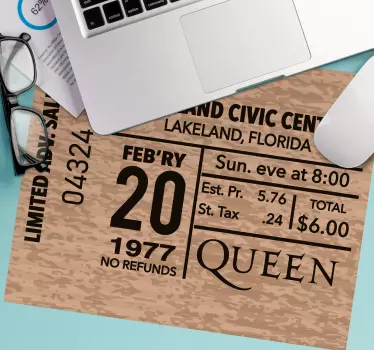 Mouse pad frases ticket de evento vintage - TenVinilo