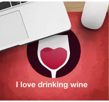 Mouse pad frases vaso de vino símbolo corazón - TenVinilo
