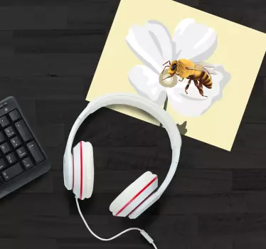 Mouse pad original abeja en flor - TenVinilo