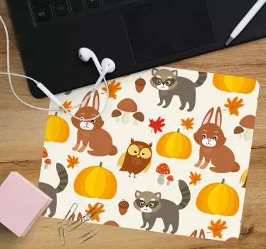 Mouse pad original animales lindos de otoño - TenVinilo