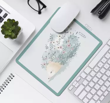 Mouse pad original arte de erizo floral - TenVinilo