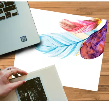 Mouse pad original arte de plumas coloridas - TenVinilo