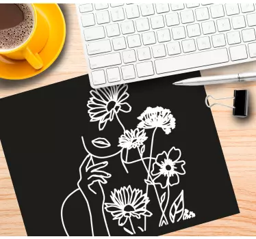 Mouse pad original arte de silueta floral - TenVinilo
