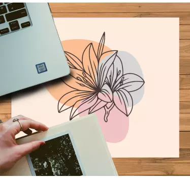 Mouse pad original arte floral lineal estiloso - TenVinilo