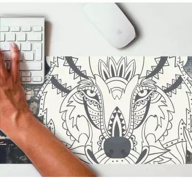 Mouse pad original arte intrincado de lobo - TenVinilo
