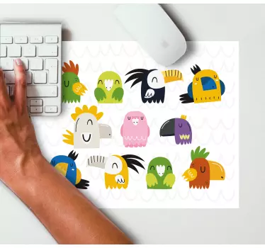 Mouse pad original aves de dibujos animados coloridas - TenVinilo