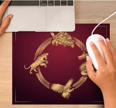 Mouse pad original círculo de animales míticos - TenVinilo