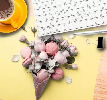 Mouse pad original cono de helado floral - TenVinilo