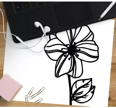 Mouse pad original contorno floral estilizado - TenVinilo
