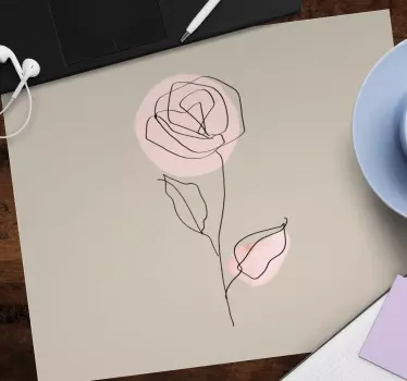 Mouse pad original contorno floral minimalista - TenVinilo