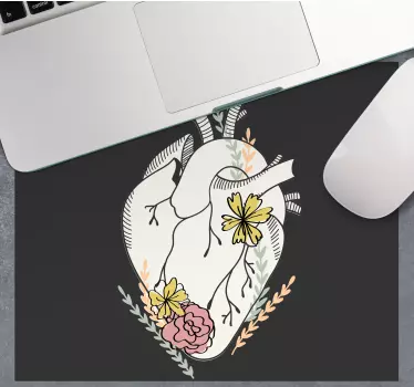 Mouse pad original corazón anatómico floral - TenVinilo