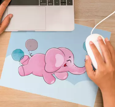 Mouse pad original elefante juguetón con globo - TenVinilo