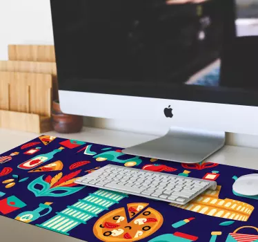 Mouse pad original elementos culinarios vibrantes - TenVinilo