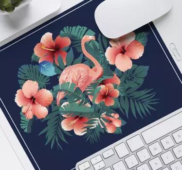 Mouse pad original escena floral de flamencos - TenVinilo