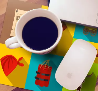 Mouse pad original iconos con temática de vaqueros - TenVinilo