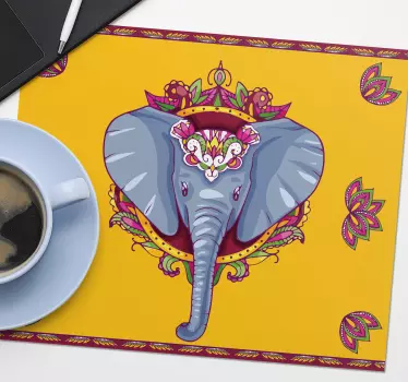 Mouse pad original ilustración de elefante vibrante - TenVinilo